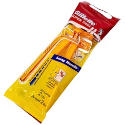 Dao cạo râu cán vàng Gillette Super Thin cạo sát, giảm khả năng trầy xước (2 cái)