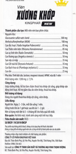 Viên uống giúp dưỡng khớp, hỗ trợ giảm đau do viêm khớp, thoái hóa khớp Xương Khớp Kingphar New (60 viên)