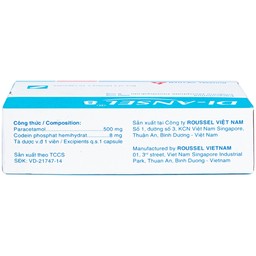 Thuốc Di-Ansel 8 Roussel giảm đau cấp tính mức độ trung bình (2 vỉ x 10 viên)