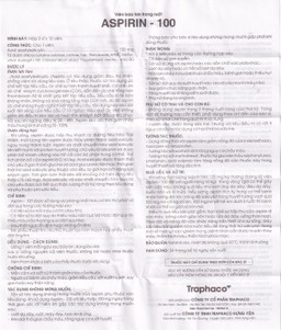 Thuốc Aspirin 100mg Traphaco phòng ngừa nhồi máu cơ tim, đột quỵ (3 vỉ x 10 viên)