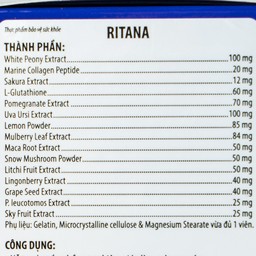Viên uống hỗ trợ da trắng hồng tự nhiên Ritana (60 viên)