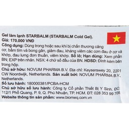 Gel lạnh giảm đau Starbalm Cold Gel 100ml giảm thâm tím, bong gân, giảm đau cơ, phục hồi chấn thương