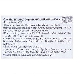 Cao xoa giảm đau Starbalm đỏ 25g hỗ trợ làm nóng, giảm mỏi cơ, chấn thương