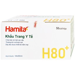 Khẩu trang 4 lớp than hoạt tính Hamita H80+ màu xám (50 cái) ngăn khói bụi, vi khuẩn và giọt bắn