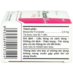 Thuốc A.T Bisoprolol 2.5mg An Thiên điều trị suy tim mạn tính ổn định (10 vỉ x 10 viên)