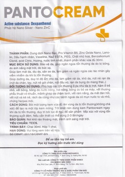 Kem bôi vết thương, bỏng Pantocream 30g Nano Silver - Zinc