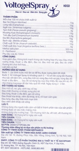 Chai xịt Voltogel Spray 100ml giúp giảm đau, chống viêm, thúc đẩy tuần hoàn máu