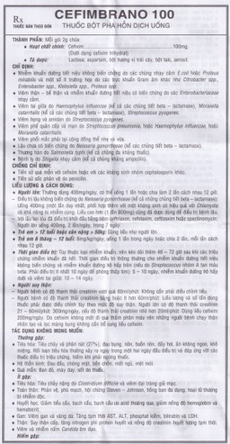 Bột pha hỗn dịch uống Cefimbrano 100 Vidipha điều trị nhiễm khuẩn (10 gói x 2g)