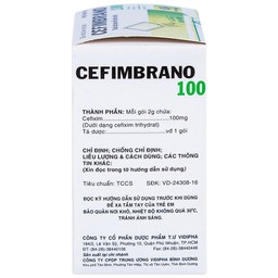Bột pha hỗn dịch uống Cefimbrano 100 Vidipha điều trị nhiễm khuẩn (10 gói x 2g)