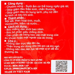 Miếng dán giữ nhiệt Thiên Thanh (10 miếng) dùng để chườm nóng, sưởi ấm trong mùa lạnh