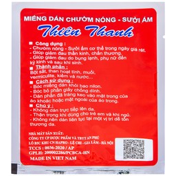 Miếng dán giữ nhiệt Thiên Thanh (10 miếng) dùng để chườm nóng, sưởi ấm trong mùa lạnh