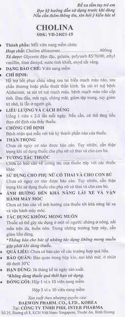 Thuốc Cholina Phil hỗ trợ hồi phục sau tai biến mạch máu não (3 vỉ x 10 viên)