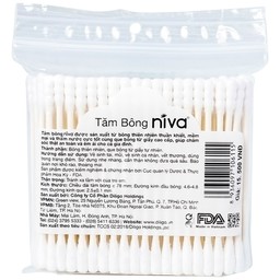 Tăm bông Niva AZP2 Paper Cotton Buds túi zip 1 đầu tròn 1 đầu xoắn vệ sinh tai, mũi, vết thương (100 que)