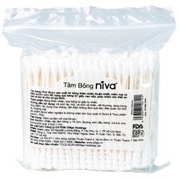 Tăm bông Niva AZP3 Paper Cotton Buds túi Zip 1 đầu tròn 1 đầu xoắn vệ sinh tai, mũi, vết thương (200 que)