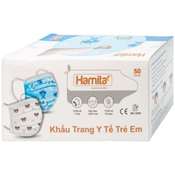 Khẩu trang trẻ em 3 lớp Hamita (50 cái) ngăn khói bụi, vi khuẩn và giọt bắn
