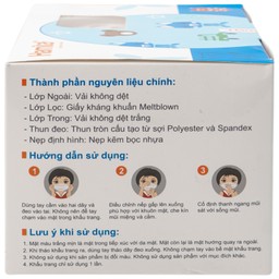 Khẩu trang trẻ em 3 lớp Hamita (50 cái) ngăn khói bụi, vi khuẩn và giọt bắn