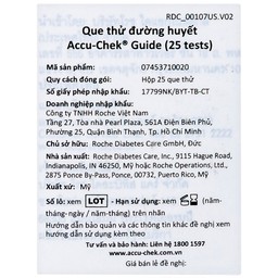 Que thử đường huyết Accu Chek Guide (25 que)