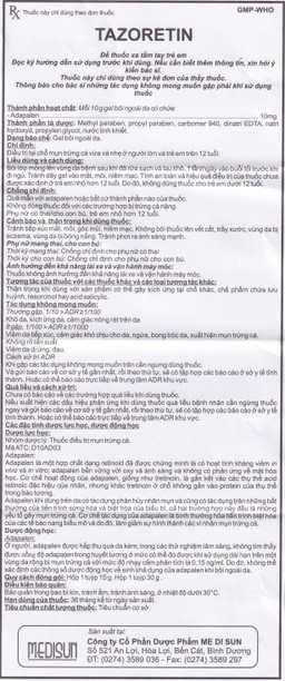 Gel bôi ngoài da Tazoretin điều trị mụn trứng cá vừa và nhẹ (30g) 