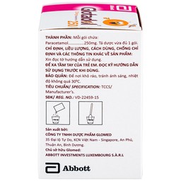 Bột Glotadol 250 Abbott hỗ trợ hạ sốt và giảm đau (20 gói x 2.5g)