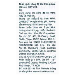 Máy đo nồng độ oxy trong máu SPO2 Microlife Oxy 200