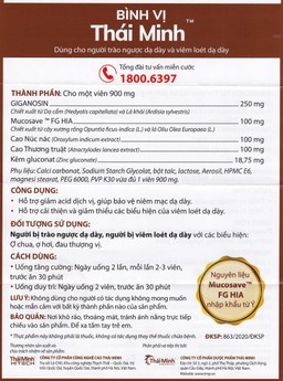 Viên uống Bình Vị Thái Minh hỗ trợ giảm acid dịch vị, giúp bảo vệ niêm mạc dạ dày (2 vỉ x 10 viên)