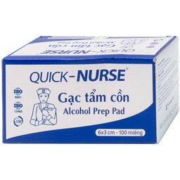 Gạc tẩm cồn 6x3cm Quick Nurse (100 miếng) làm sạch da, ngăn ngừa vi khuẩn