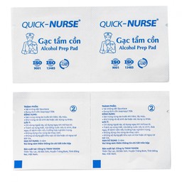 Gạc tẩm cồn 6x3cm Quick Nurse (100 miếng) làm sạch da, ngăn ngừa vi khuẩn