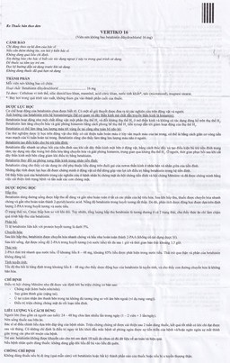 Thuốc Vertiko 16 Cadila điều trị chóng mặt, suy giảm thính giác (10 vỉ x 10 viên)