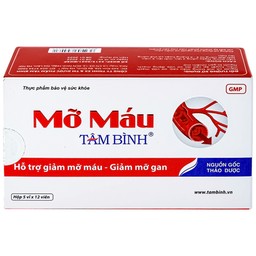 Viên hỗ trợ giảm mỡ máu mỡ gan Mỡ Máu Tâm Bình (5 vỉ x 12 viên)