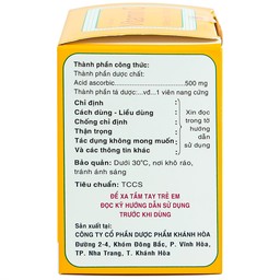 Thuốc Vitamin C 500mg Khapharco điều trị bệnh Scorbut (10 vỉ x 10 viên)
