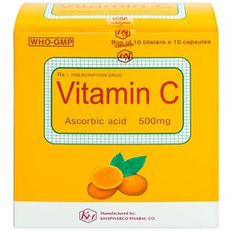 Thuốc Vitamin C 500mg Khapharco điều trị bệnh Scorbut (10 vỉ x 10 viên)