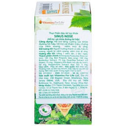 Viên uống Sinus Nose Vitamins For Life hỗ trợ tăng cường sức khỏe đường hô hấp (30 viên)
