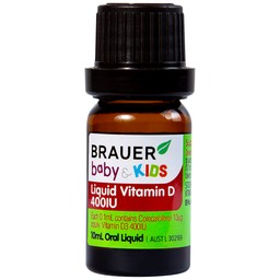 Siro Brauer Baby & Kids Liquid Vitamin D 400IU bổ sung vitamin D3, tăng cường hấp thụ canxi (10ml)