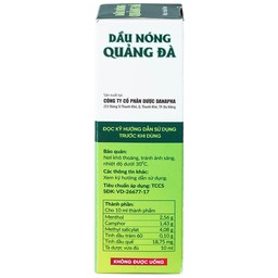 Dầu nóng Quảng Đà Danapha giảm đau lưng, đau gáy, đau dây thần kinh tọa (10ml)
