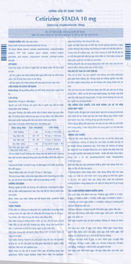 Thuốc Cetirizine Stada 10mg điều trị viêm mũi dị ứng, mày đay (10 vỉ x 10 viên) 