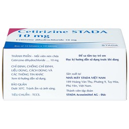 Thuốc Cetirizine Stada 10mg điều trị viêm mũi dị ứng, mày đay (10 vỉ x 10 viên) 
