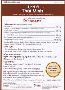 Viên uống Bình Vị Thái Minh hỗ trợ giảm acid dịch vị, giúp bảo vệ niêm mạc dạ dày (80 viên)