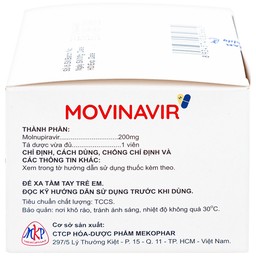 Thuốc Movinavir 200mg Mekophar điều trị Covid-19 mức độ nhẹ đến trung bình (10 vỉ x 10 viên)