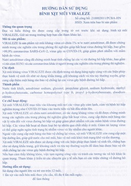 Bình xịt mũi Viraleze 10ml kháng virus gây bệnh đường hô hấp