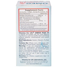 Viên uống Omega Plus 10 Vitamins For Life chống oxy hóa, hỗ trợ tốt cho tim mạch (Hộp 60 viên)