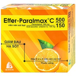 Viên sủi Effer-Paralmax C 500/150 Boston giảm đau, hạ sốt (5 vỉ x 4 viên)