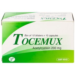 Thuốc Tocemux điều trị tiêu chất nhầy, bệnh lý hô hấp có đờm (10 vỉ x 10 viên)