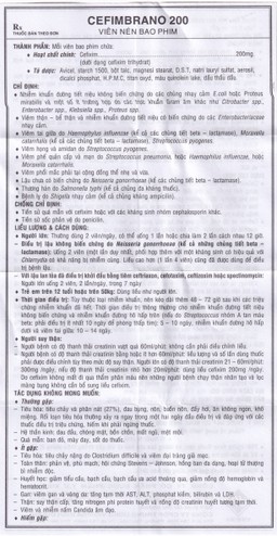 Thuốc Cefimbrano 200mg Vidipha điều trị nhiễm khuẩn (1 vỉ x 10 viên)