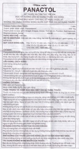 Viên nén Panactol 500mg Khapharco giảm đau, hạ sốt, điều trị đau đầu, đau răng (10 vỉ x 10 viên)