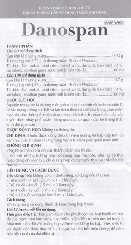 Dung dịch Danospan Danapha điều trị viêm đường hô hấp cấp tính có kèm ho (60ml)