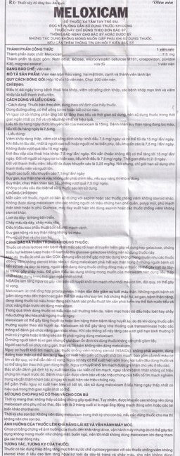 Viên nén Meloxicam 7.5mg Khapharco điều trị thoái hóa khớp, viêm cột sống dính khớp (200 viên)