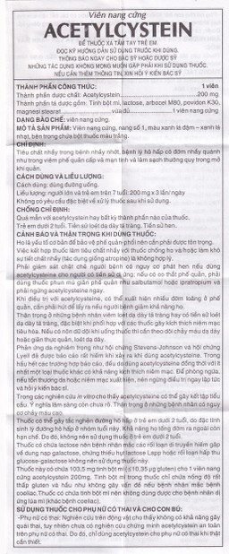 Thuốc Acetylcystein 200mg Khapharco tiêu nhầy trong bệnh viêm phế quản, bệnh nhầy nhớt (190 viên)