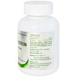 Thuốc Acetylcystein 200mg Khapharco tiêu nhầy trong bệnh viêm phế quản, bệnh nhầy nhớt (190 viên)