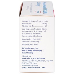Cốm Paracetamol Stada 250mg điều trị các cơn đau do cảm cúm, nhức đầu, đau họng (30 gói x 1g)
