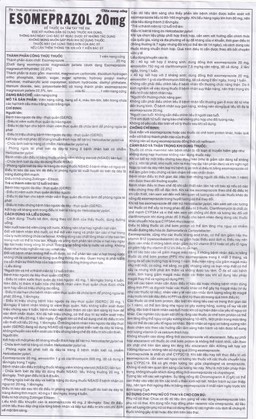 Thuốc Esomeprazol 20mg điều trị trào ngược dạ dày, thực quản (10 vỉ x 10 viên)